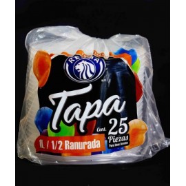 TAPA PLÁSTICO REYMA 1L RANURADA 25PZS