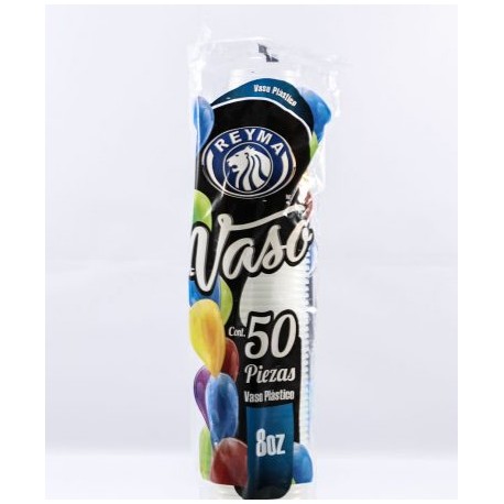 VASO PLÁSTICO 8 REYMA 50PZS.