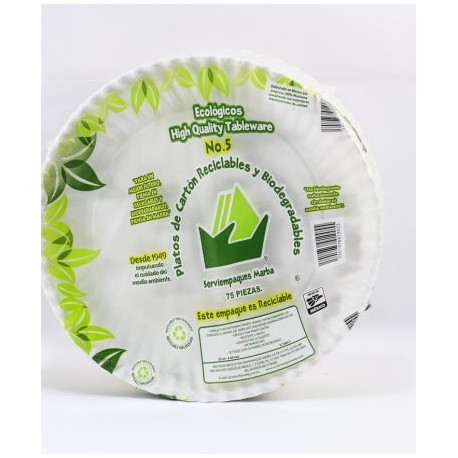 PLATO DE CARTÓN CIRCULAR 5 C/75 PZS.